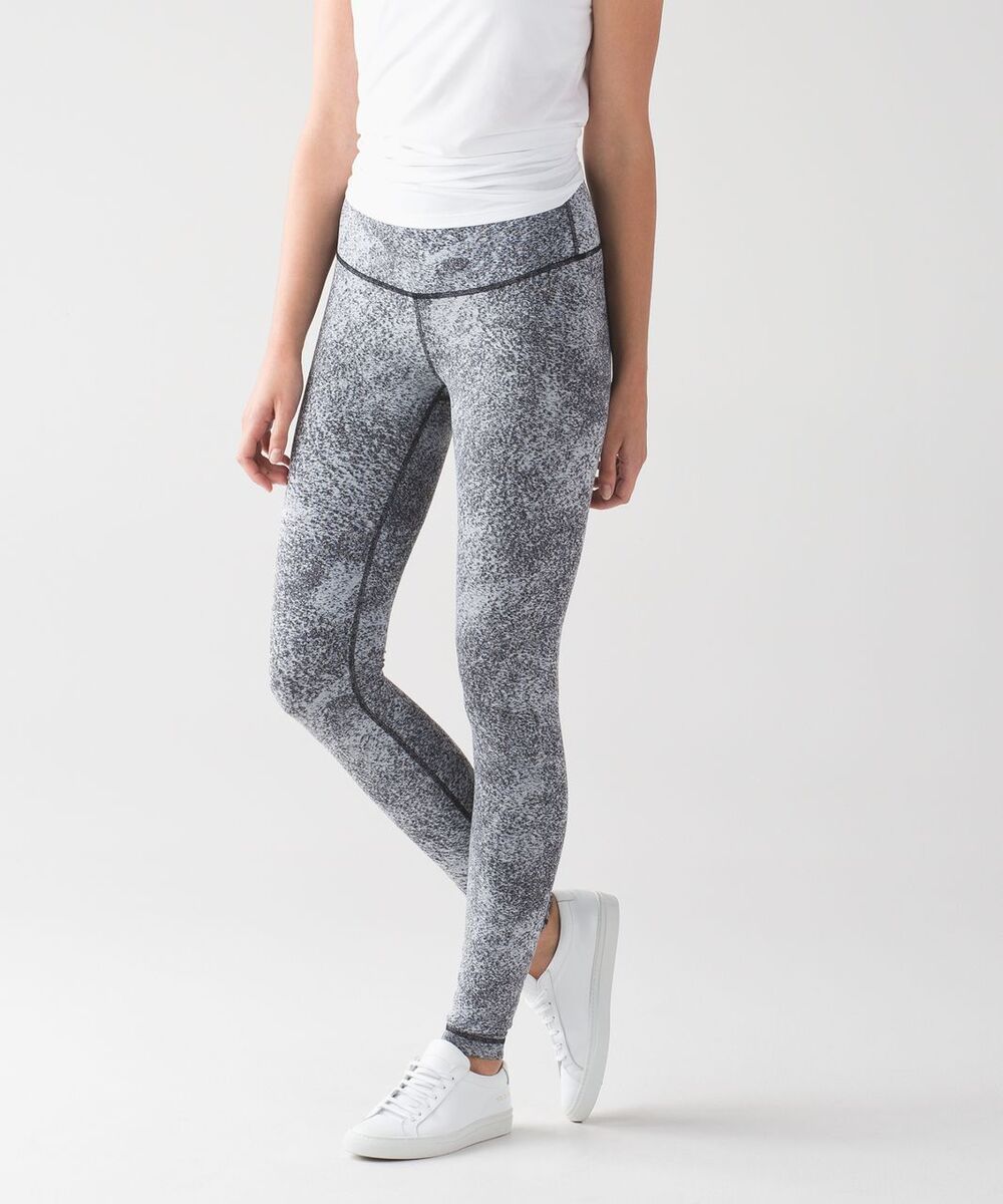 Lululemon Wunder Under Pant (Hi-Rise) Luon Spray Jacquard White Black Size 6